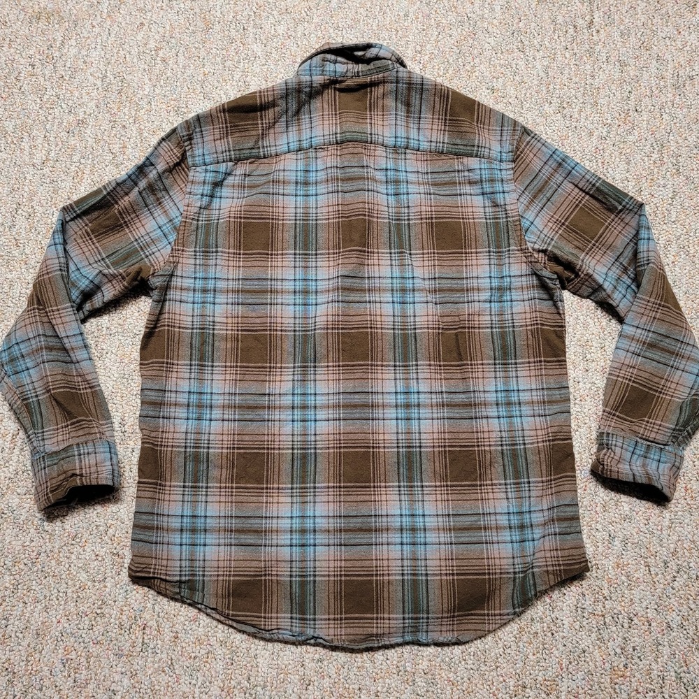 Pendleton Shirt Men Large Brown Blue Plaid Button Down Long Sleeve Hiking Mason - Picture 14 of 15